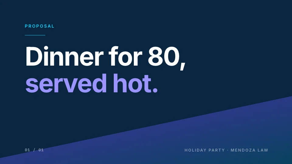 Dinner for 80, served hot.