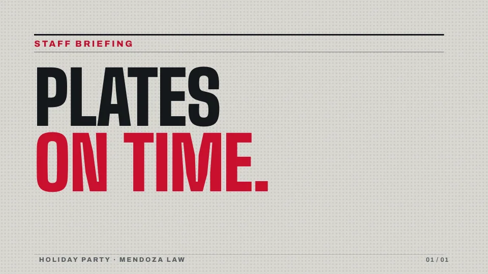 Plates on time.